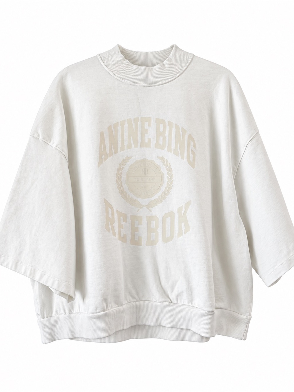 Anine Bing/Reebok Collab White Oversized Short-Sleeve Logo Sweatshirt